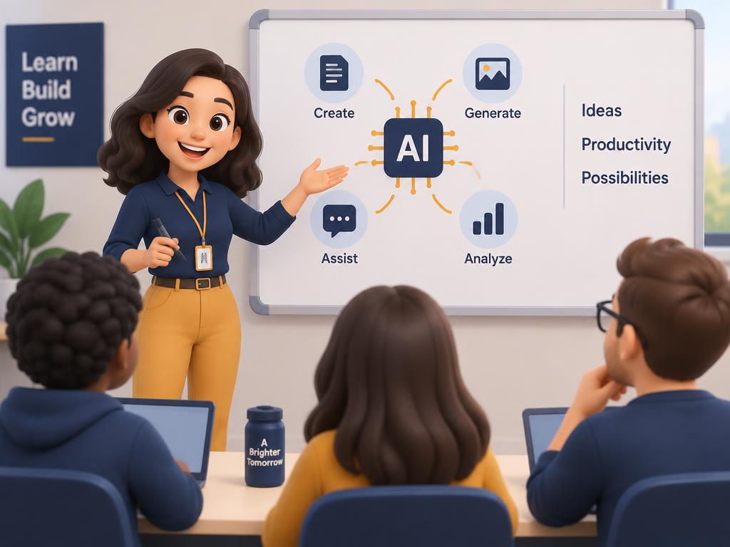A trainer presenting an AI class